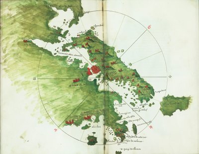 ネグロポンテ海図、1485年頃（ベラム紙） 作： Bartolomeo da li Sonetti