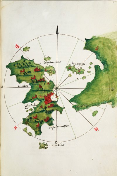 キオスと隣接する本土、1485年頃（ヴェラム） 作： Bartolomeo da li Sonetti
