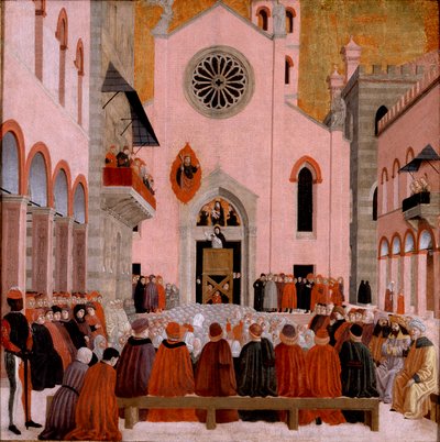 教皇の前で説教する聖ヴィンセント・フェレール、c1460-1476 作： Bartolomeo degli Erri