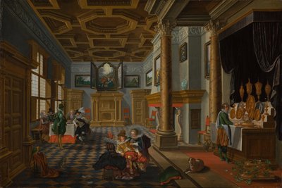 宴会場のあるルネサンスのインテリア、1618-1622年頃（パネルに油彩） 作： Bartolomeus van Bassen