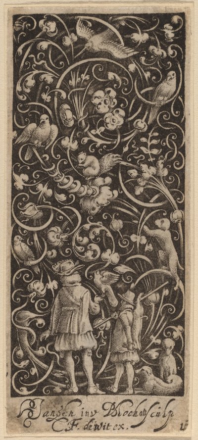 葉と鳥の飾り 作： Bartolomeus van Lochom after Hans Janssen
