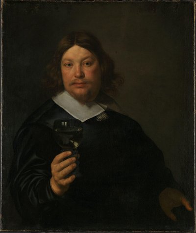 ワイングラスを持つ男（キャンバスに油彩） 作： Bartolomeus van der Helst