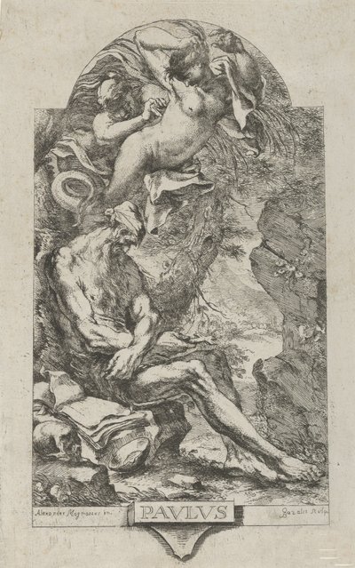 悪魔に誘惑されたテーバイの聖パウロ。 1720-30。 作： Bartolommeo Gazalis