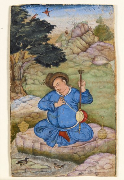 風景の中のミュージシャン、1575-1580 作： Basawan