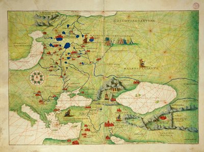東ヨーロッパと中央アジア（Battista Agnese著『Atlas of World in thirty-three Maps』より 作： Battista Agnese