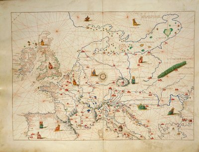 ヨーロッパ（Battista Agnese著『Atlas of World in thirty-three Maps』より 作： Battista Agnese