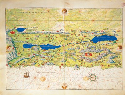 聖地、イスラエル、パレスチナ、『Atlas of the World in thirty-three Maps』（Battista Agnese著）より 作： Battista Agnese