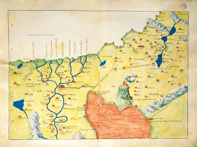 ナイル川デルタ、紅海、シナイ山（Battista Agnese著『Atlas of World in thirty-three Maps』より 作： Battista Agnese