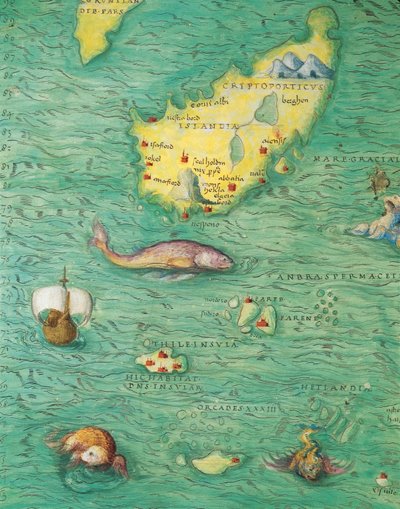 北欧：アイスランド、『33枚の地図で見る世界の地図』（バッティスタ・アグネーゼ著）より 作： Battista Agnese