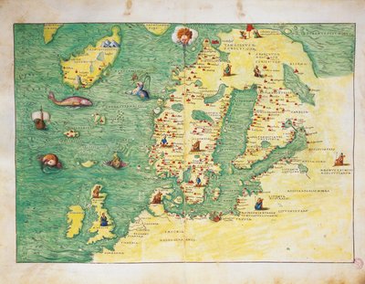 北欧、Battista Agnese著「33枚の地図で見る世界の地図」より 作： Battista Agnese