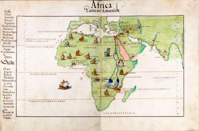 アフリカ、インド、地中海のベラム図 作： Battista Agnese