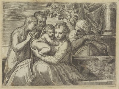聖人と聖家族 作： Battista Angolo del Moro (attributed to)