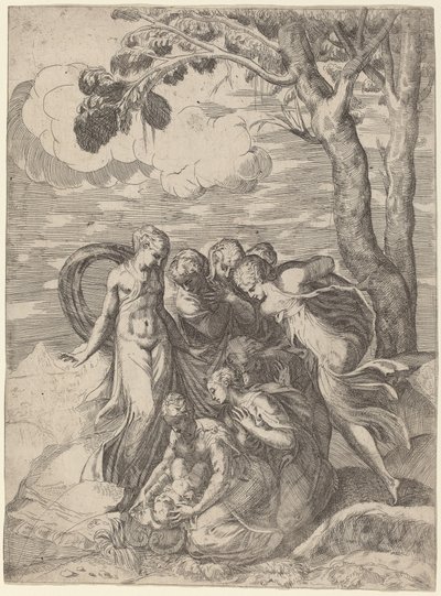 モーセの発見 作： Battista Angolo del Moro, after Andrea Meldolla, called Schiavone