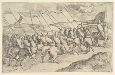 騎手の会社。 作： Battista Franco Veneziano