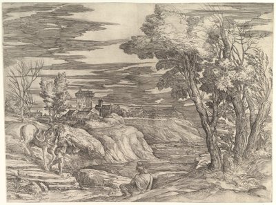 騎手と花婿のいる風景 1552-61。 作： Battista Franco Veneziano