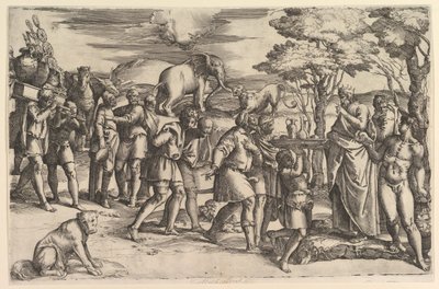 アブラハムにパンとワインを提供するメルキゼデク, ca. 1547年。 作： Battista Franco Veneziano
