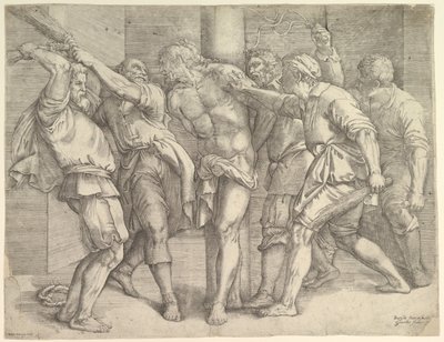 鞭打ち、約。 1552-61。 作： Battista Franco Veneziano