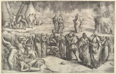 マナを集めるイスラエル人、約。 1547年。 作： Battista Franco Veneziano
