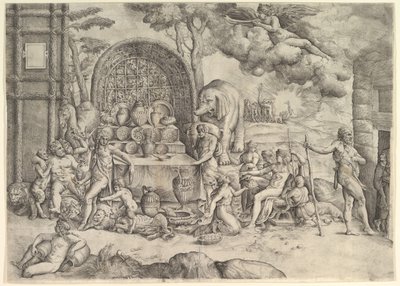 キューピッドとプシュケの結婚式 右図 1530-61。 作： Battista Franco Veneziano