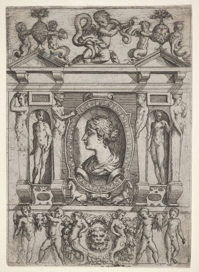 左を向いた横顔の女性のバスト。 1540-80。 作： Battista del Moro