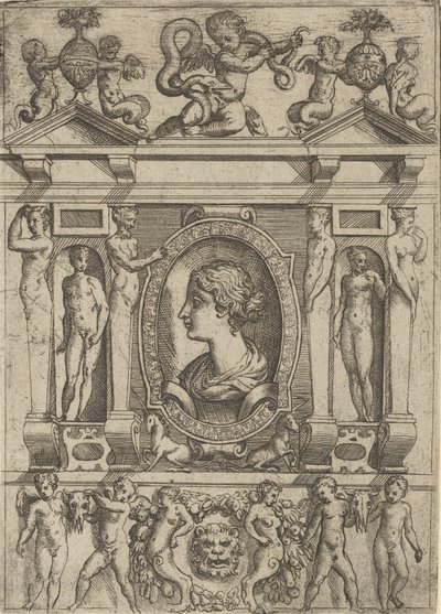 左を向いた横顔の女性のバスト。 1540-80。 作： Battista del Moro