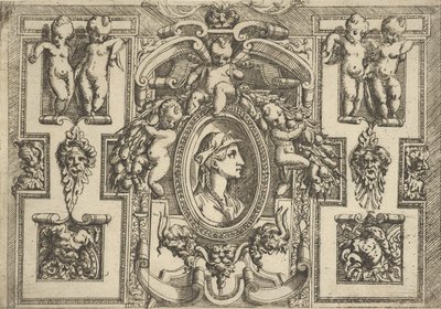横顔を右に向けた女性の胸像。 1540-80。 作： Battista del Moro