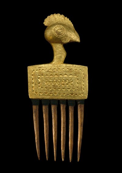 櫛、コートジボワール（木と金箔） 作： Baule Culture Baule Culture