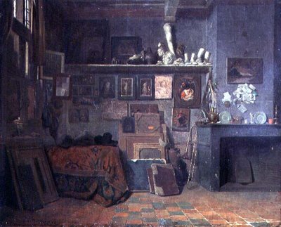 画家のアトリエの内部 1870年頃（油彩・キャンバス） 作： Belgian School