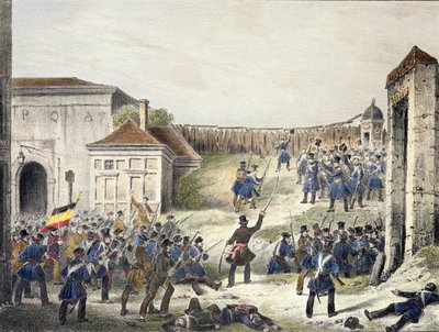 アントワープ：オランダ軍の最後の攻撃、1830年10月27日 作： Belgian School