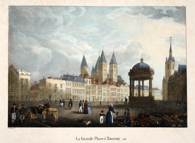 La Grande Place a Tournay、1816年、1895年頃（フォトクロム） 作： Belgian School