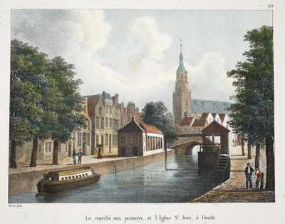 魚市場とゴーダのサンジャン教会、1895年頃（フォトクロム） 作： Belgian School