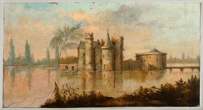 奥の 2 番目の奥の部屋、会議室、1810 年頃と思われる古典様式の田園風景の壁画、シーン 4 作： Belgian School