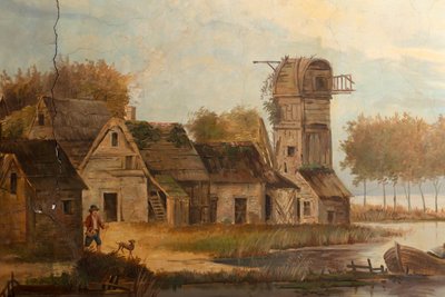 Takana toinen takahuone, kokoushuone, seinämaalauksia maalaiskohtauksilla klassiseen tyyliin, luultavasti vuodelta 1810, kohtaus 3 作： Belgian School