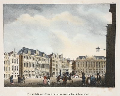 グランプラスとブリュッセルの王の家の眺め、1895年頃（フォトクロム） 作： Belgian School