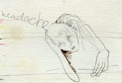 頭痛、2000年、鉛筆、水彩、紙 作： Bella Larsson