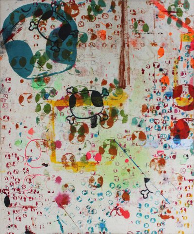 ストーリーテリング、2007（生のキャンバスにスクリーンプリント） 作： Bella Larsson