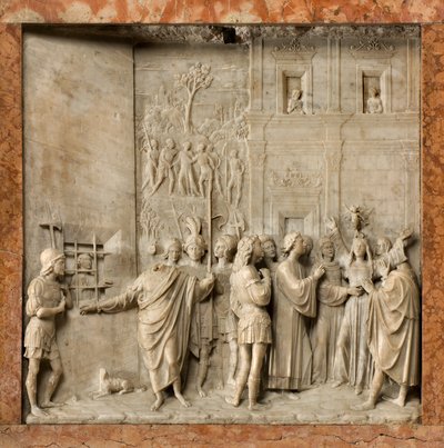 クリプト、聖マルセリヌスとペーターの箱舟 エクソシスト、ベネディクト・ブリオスコ 1506-08年、聖ペーターがポーリンを悪魔から解放する 作： Benedetto Briosco