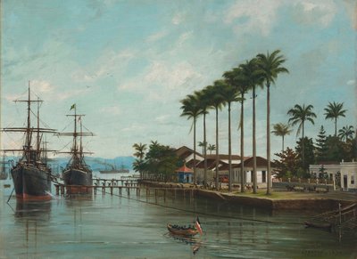 ベネディト・カリクスト-サントス港、SP（右側に見える）、1890年 作： ベネディト・カリスト
