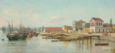 ベネディート・カリクスト-海から見たポルト・ド・ビスポ、サントス、スペイン、1887年 作： ベネディト・カリスト