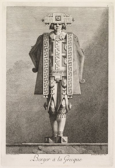 ギリシャの仮面舞踏会：ベルジェアラグレックプレート5、1771年。 作： Benigno Bossi