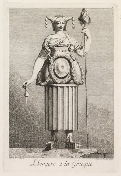 Masquerade à la Grecque: Shepherdess à la Grecque プレート 4、1771 年。 作： Benigno Bossi