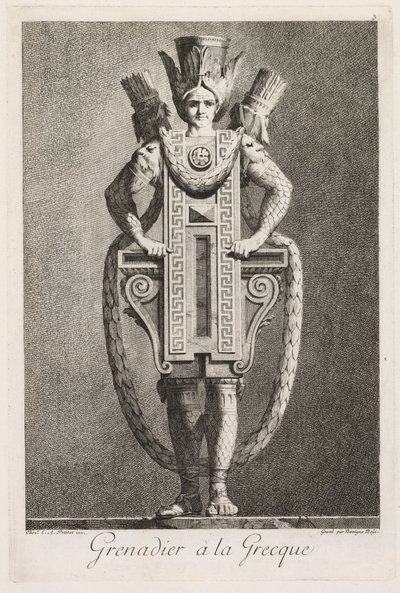 Masquerade à la Grecque: Grenadier à la Grecque Plate 3, 1771年。 作： Benigno Bossi