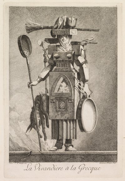 Masquerade à la Grecque: La Vivandière à la Grecque Plate 2, 1771年。 作： Benigno Bossi