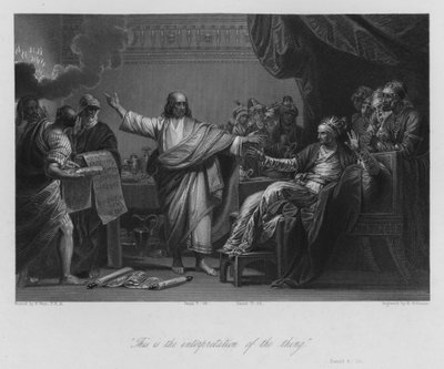 ベルシャザールの幻、ダニエル5章26節（彫刻 作： Benjamin (after) West
