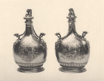 ウィリアム3世 ピルグリムフラスコ ペア 1690年頃（シルバーギルト 作： Benjamin Bradford