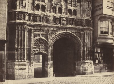クライストチャーチ ゲートウェイ、カンタベリー、1854 年、1857 年に印刷。 作： Benjamin Brecknell Turner