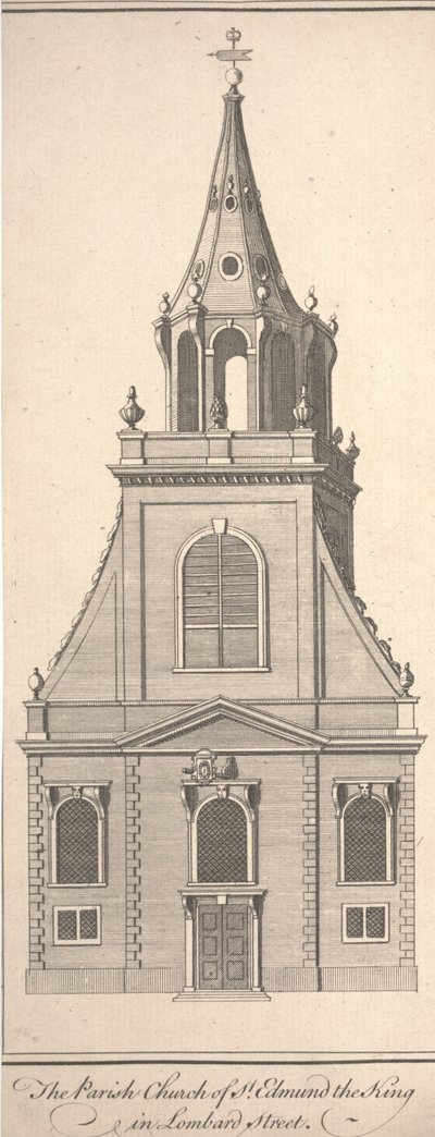 ロンバードストリートのセントエドマンドザキングの教区教会、1750年頃（彫刻） 作： Benjamin Cole