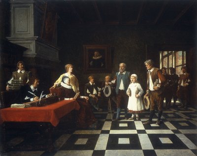 徴税人の所で、1889 作： Benjamin Eugene Fichel