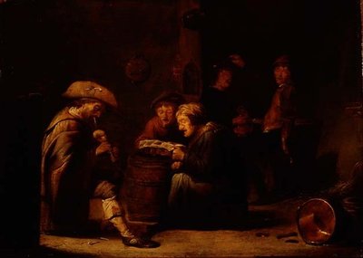 歌手2人とバグパイプ奏者がいる酒場の内装（パネル） 作： Benjamin Gerritsz. Cuyp