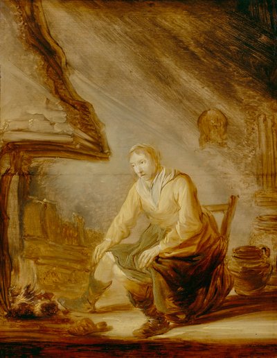 火の前の女 作： Benjamin Gerritsz Cuyp